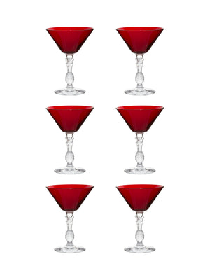  Vintage 1930s Morgantown Ruby Red Plantation Cocktail Glasses Set of Six Weston Table 
