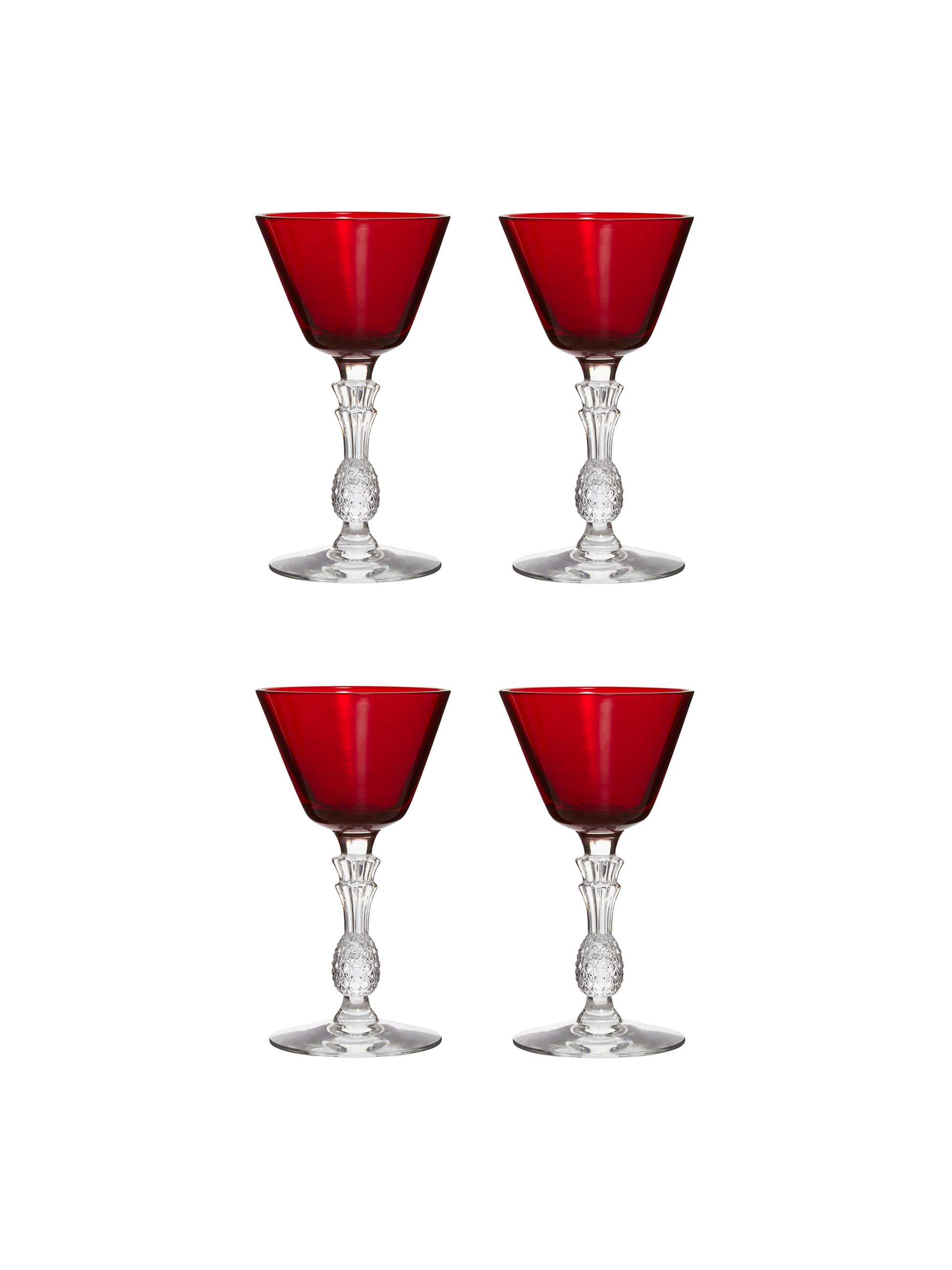 Vintage 1930s Morgantown Ruby Red Plantation Sherry Glasses Set of Four Weston Table