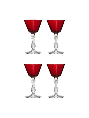  Vintage 1930s Morgantown Ruby Red Plantation Sherry Glasses Set of Four Weston Table 