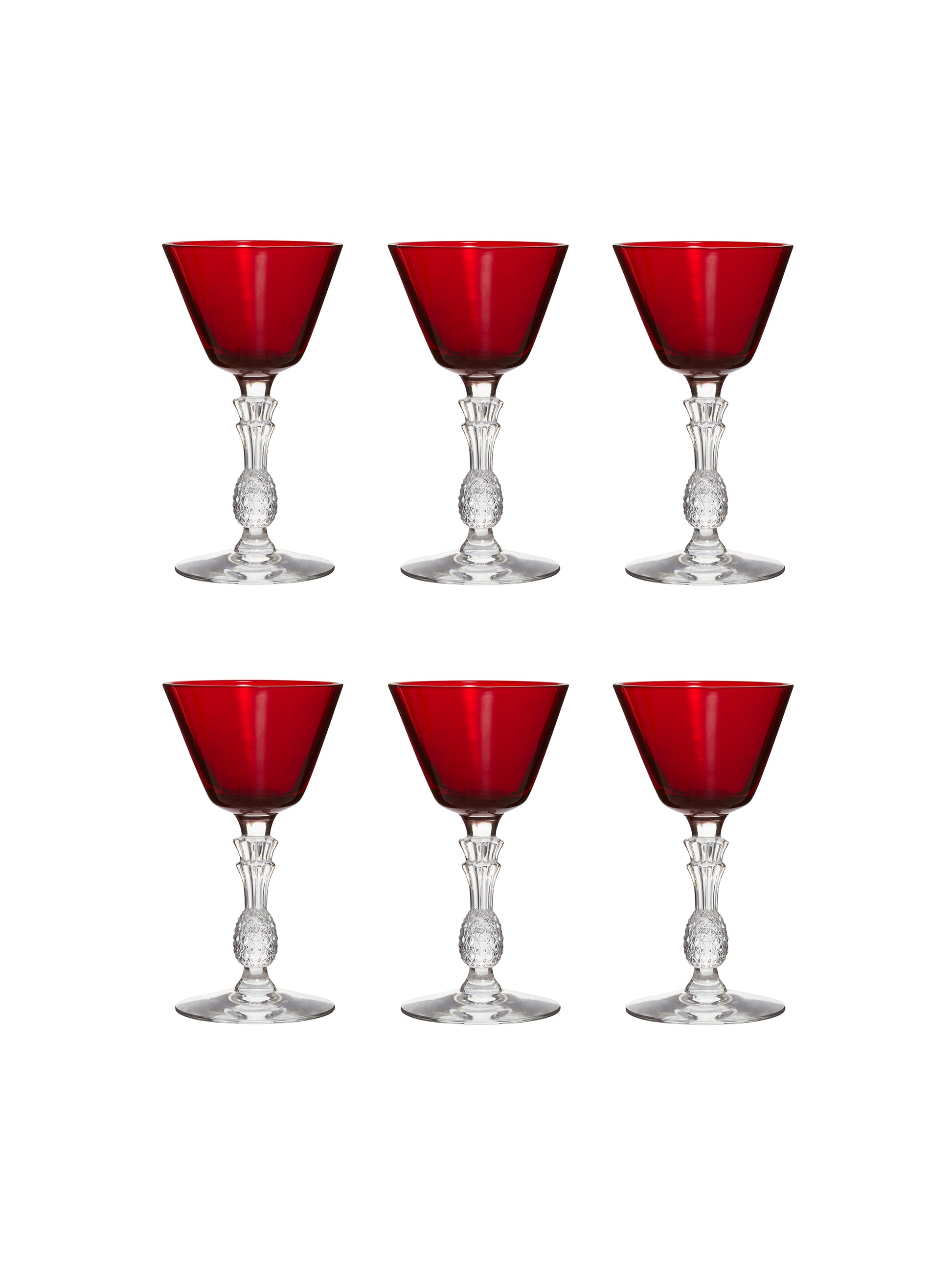 Vintage 1930s Morgantown Ruby Red Plantation Sherry Glasses Set of Six Weston Table