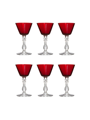  Vintage 1930s Morgantown Ruby Red Plantation Sherry Glasses Set of Six Weston Table 