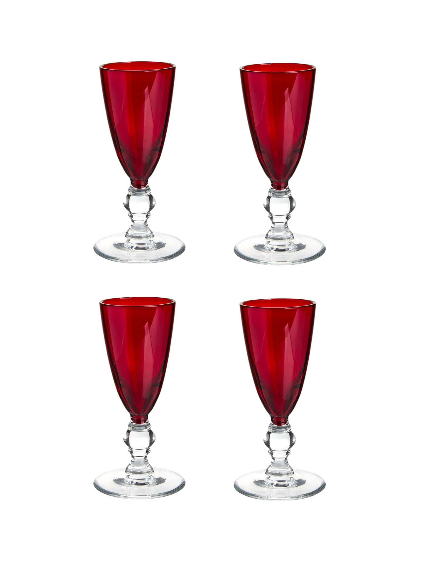 Vintage 1930s Morgantown Ruby Trumpet Cordial Glasses Weston Table