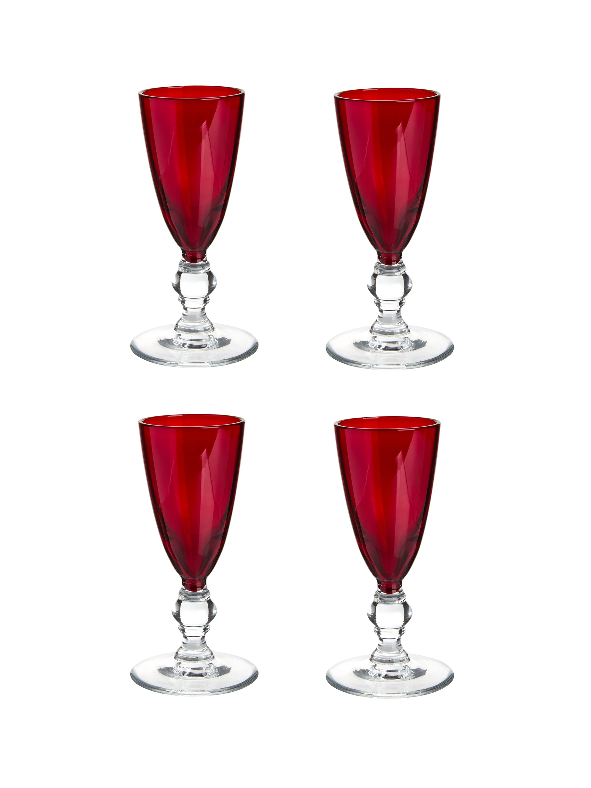 Vintage 1930s Morgantown Ruby Trumpet Cordial Glasses Weston Table