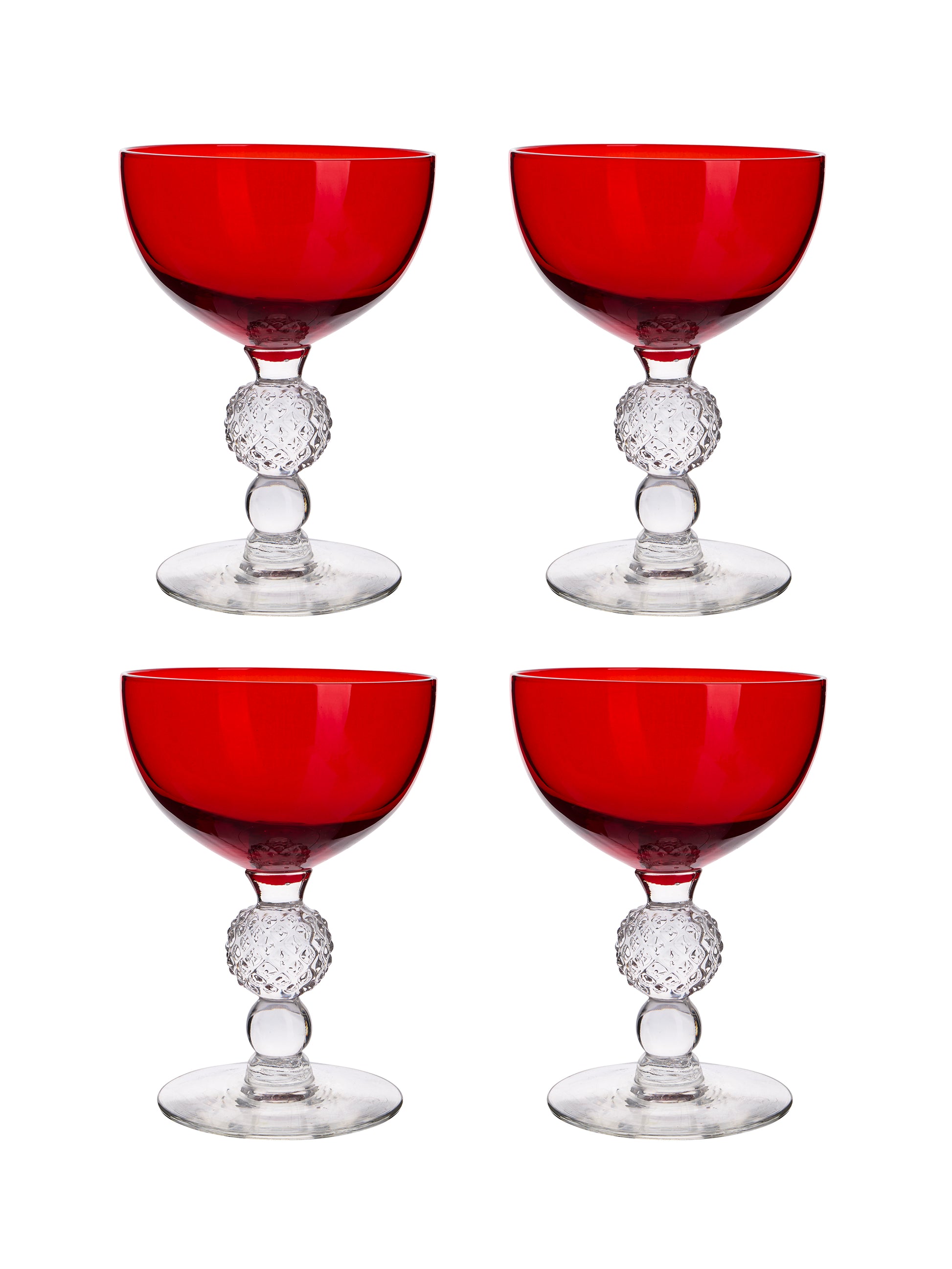 Vintage 1930s Morgantown Spanish Red Cocktail Glasses Set of Four Weston Table
