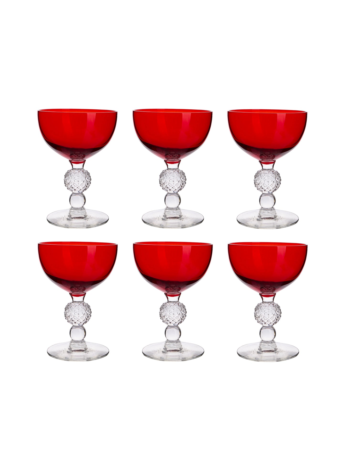 Vintage 1930s Morgantown Spanish Red Cocktail Glasses Set of Six Weston Table