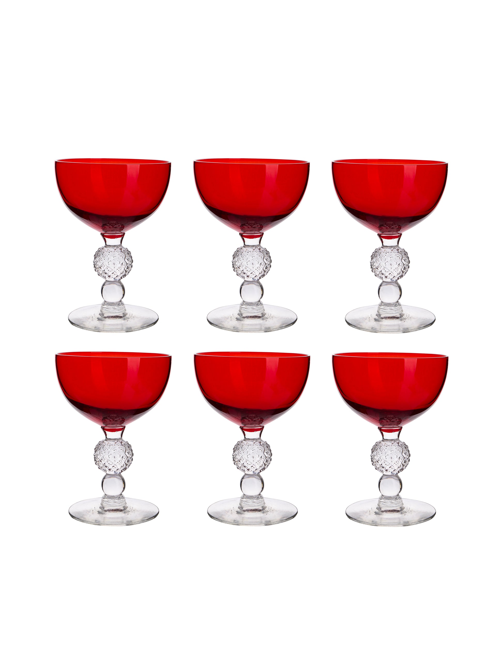 Vintage 1930s Morgantown Spanish Red Cocktail Glasses Set of Six Weston Table