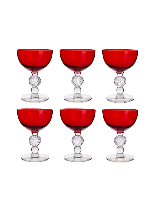 Vintage 1930s Morgantown Spanish Red Cocktail Glasses Set of Six Weston Table