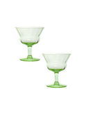 Vintage 1930s Optic Panel Green Cocktail Glasses Set of Two Weston Table