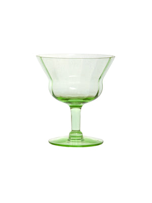  Vintage 1930s Optic Panel Green Cocktail Glasses Weston Table 