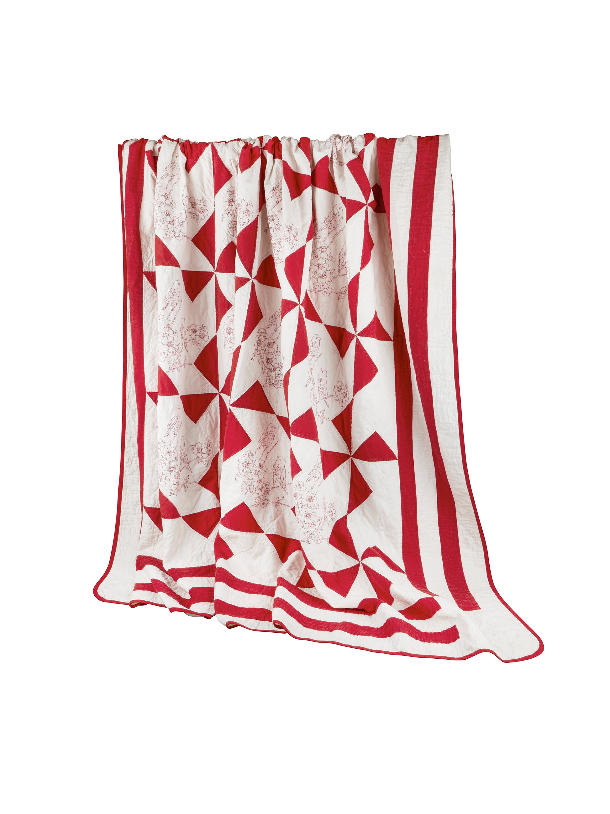 Vintage 1930s Red Bird Quilt Weston Table