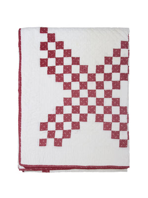  Vintage 1930s Red and White Irish Chain Quilt Weston Table 