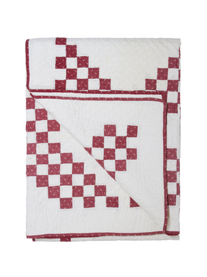  Vintage 1930s Red and White Irish Chain Quilt Weston Table 