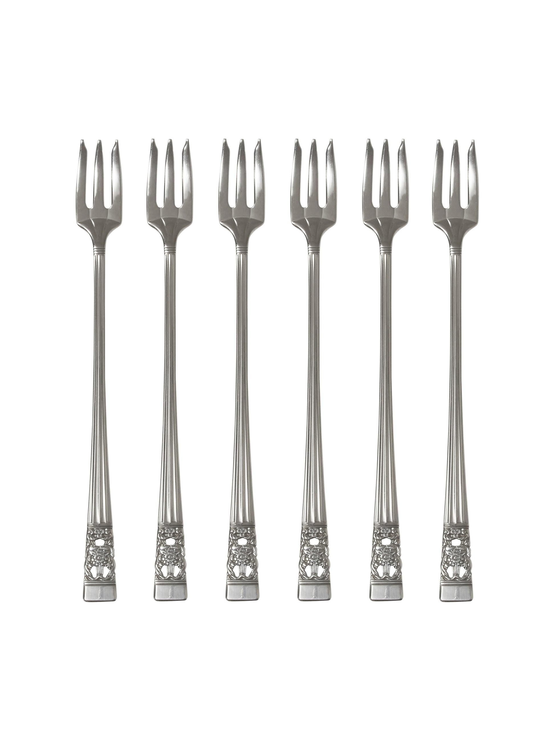 Vintage 1930s Silver Plate Coronation Oyster Forks Set of Six Weston Table