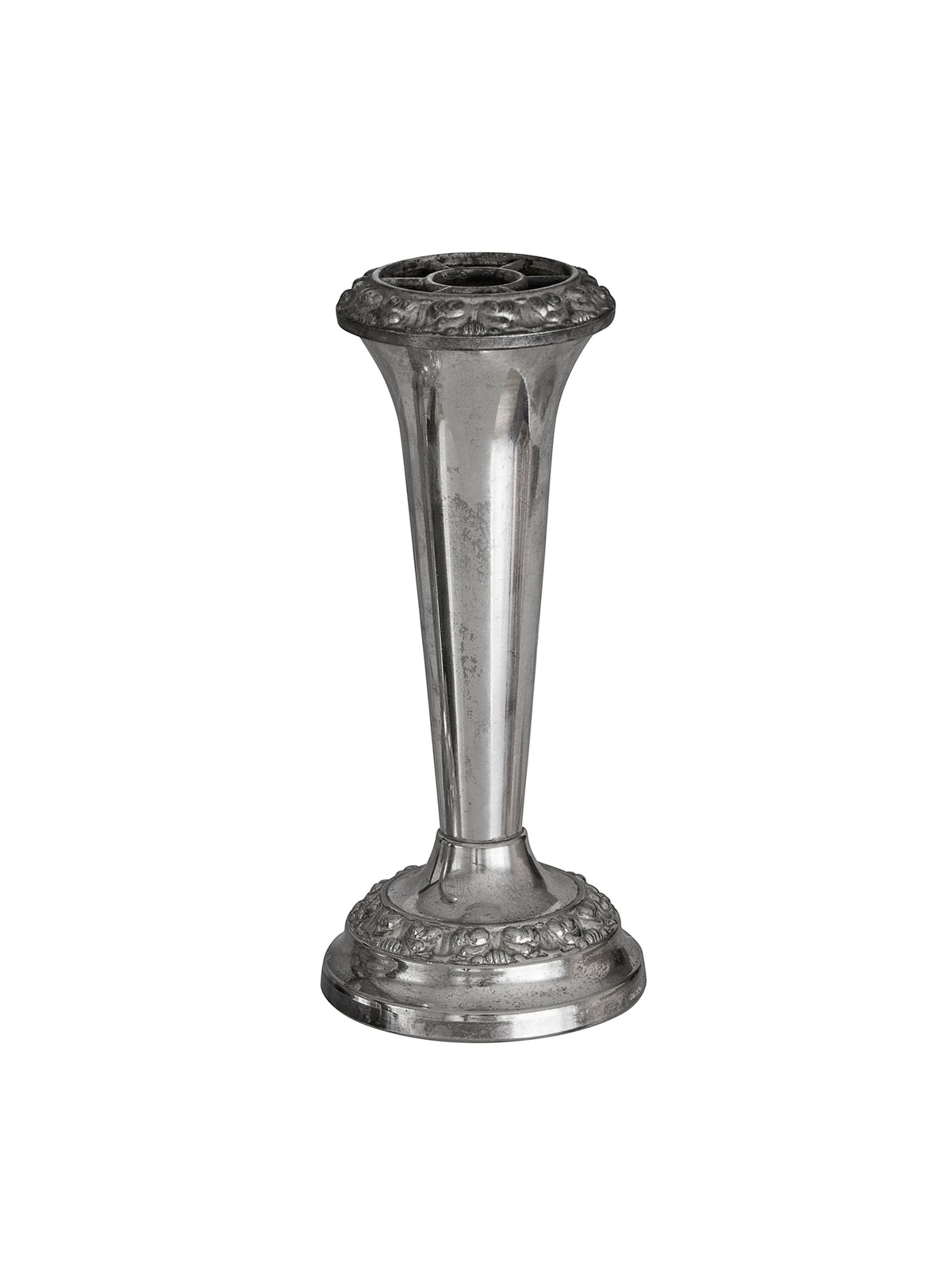 Vintage 1930s Silver Plate Rose Candlestick Flower Frog Weston Table