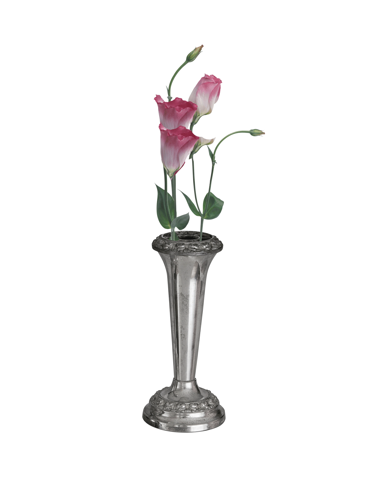 Vintage 1930s Silver Plate Rose Candlestick Flower Frog Weston Table
