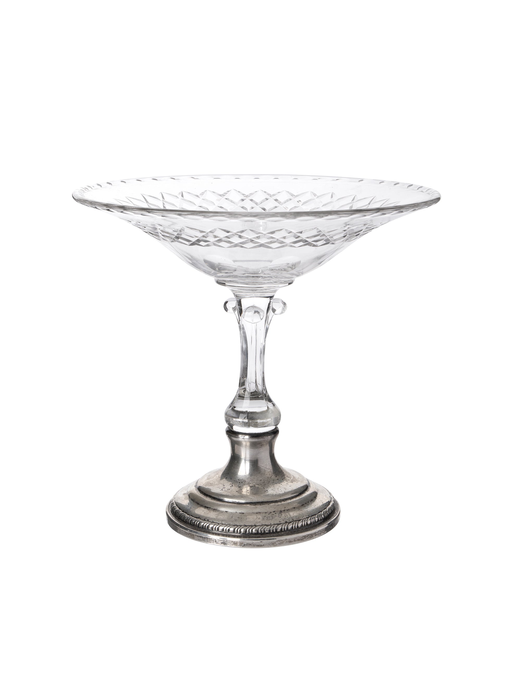 Vintage 1930s Small Glass and Silver Plate Pedestal Bowl Weston Table