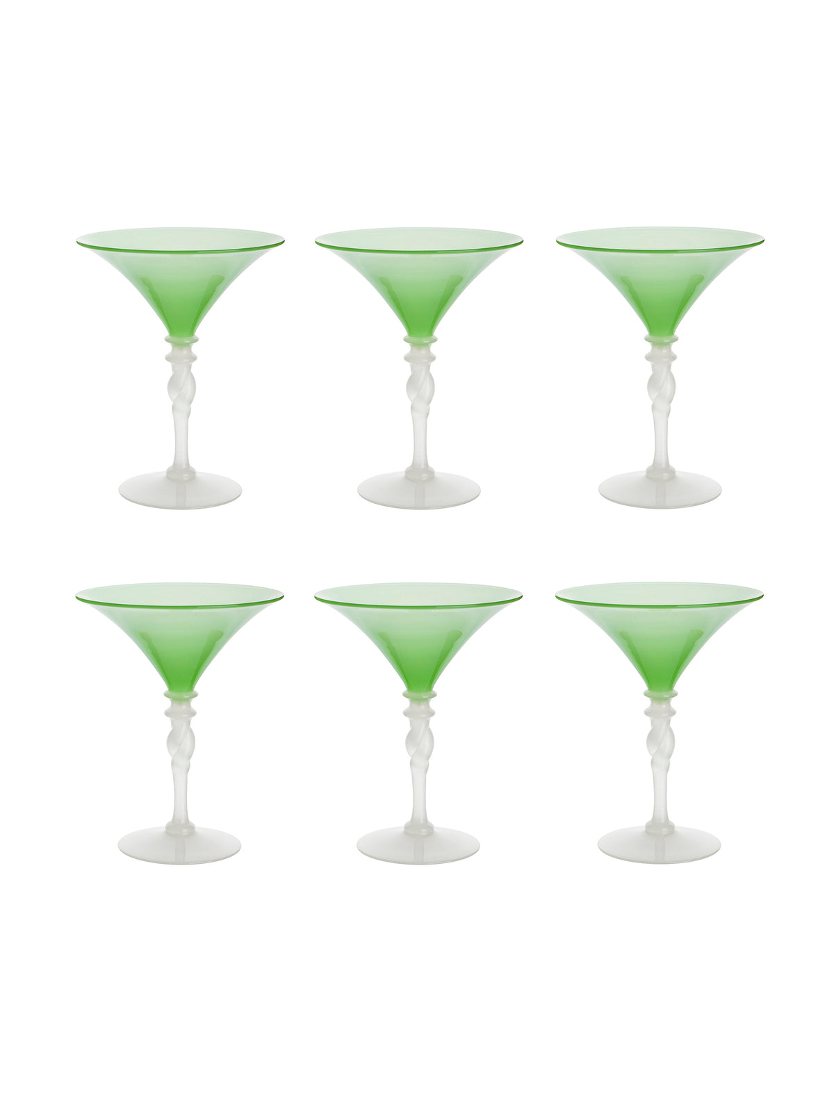 Vintage 1930s Steuben Jade Coupes Set of Six Weston Table