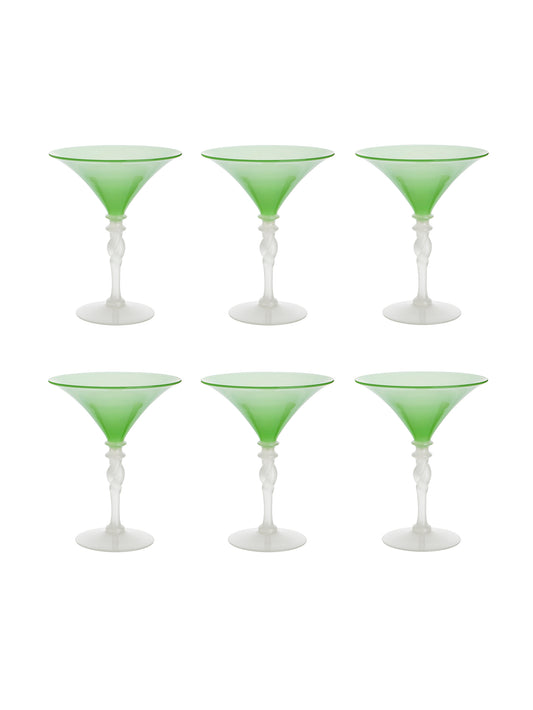 Vintage 1930s Steuben Jade Coupes Set of Six Weston Table
