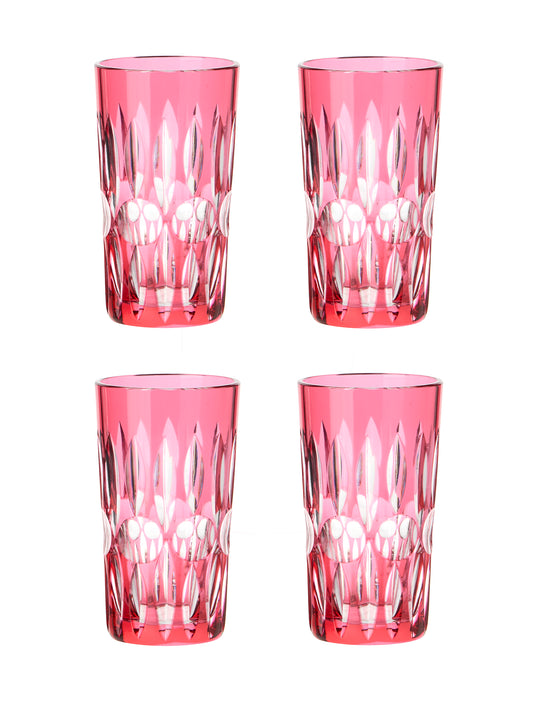 Vintage 1930s Val St. Lambert Ruby Crystal Cocktail Shaker and Glasses Glasses Set of Four Weston Table