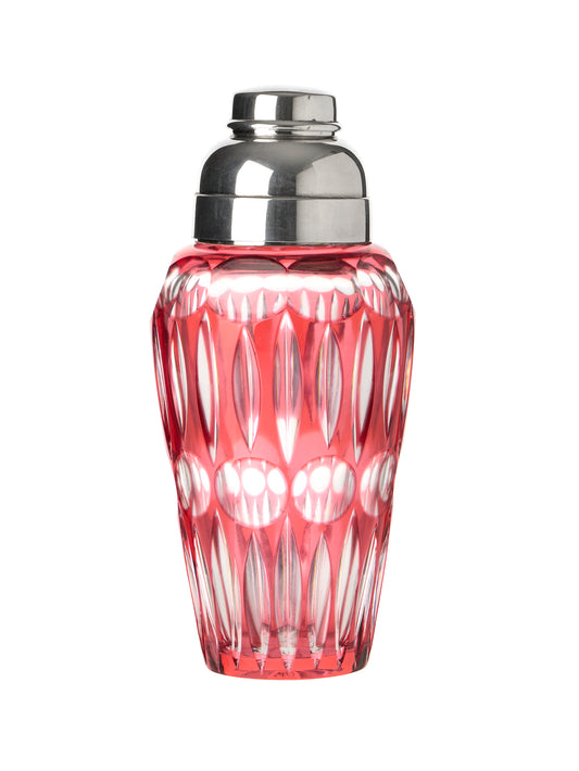 Vintage 1930s Val St. Lambert Ruby Crystal Cocktail Shaker and Glasses Shaker Weston Table