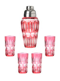 Vintage 1930s Val St. Lambert Ruby Crystal Cocktail Shaker and Glasses Weston Table