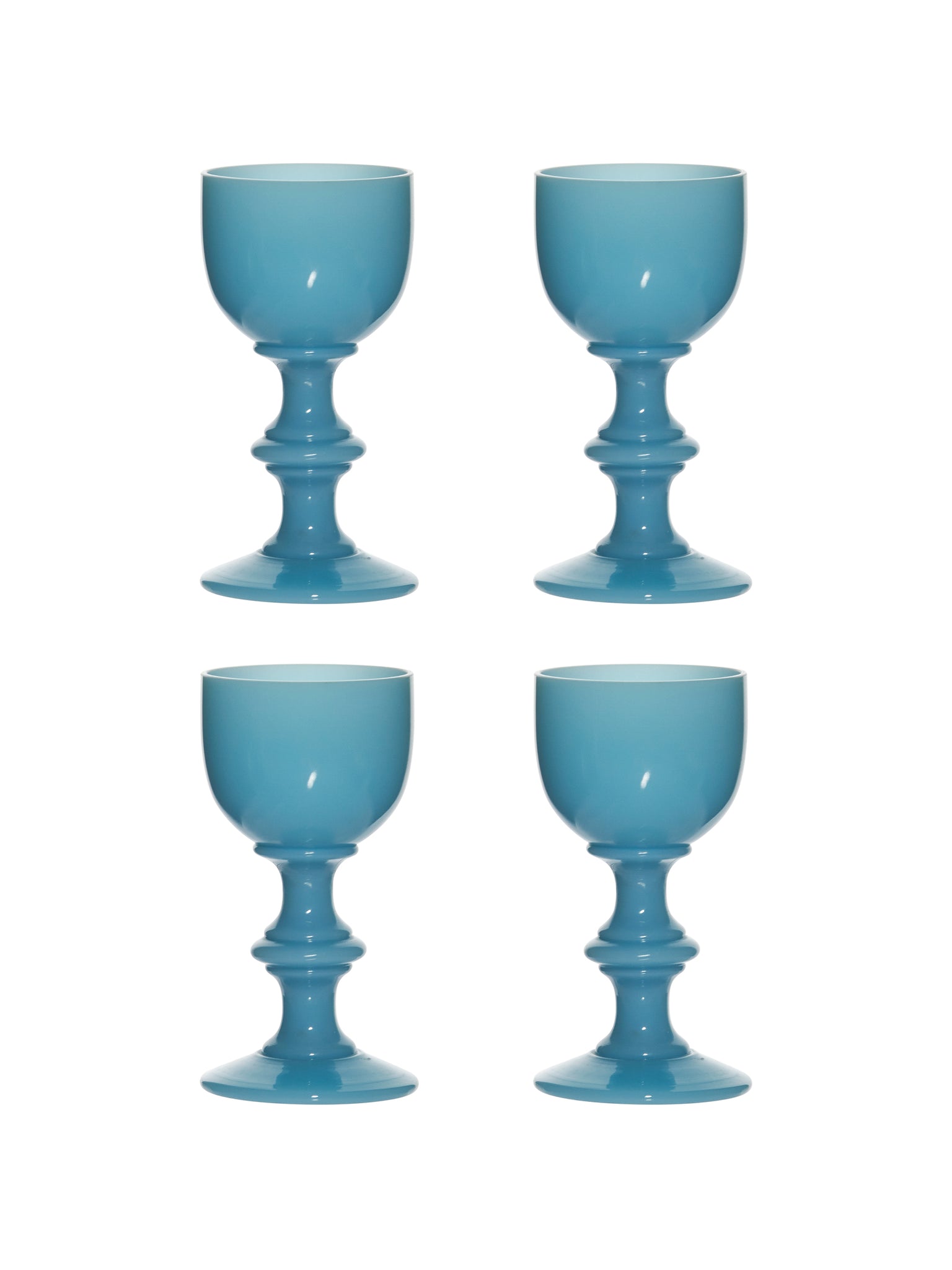 Vintage 1930s Vallerysthal Portieux Opaline Liqueur Glasses Set of Four Weston Table