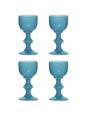  Vintage 1930s Vallerysthal Portieux Opaline Liqueur Glasses Set of Four Weston Table 