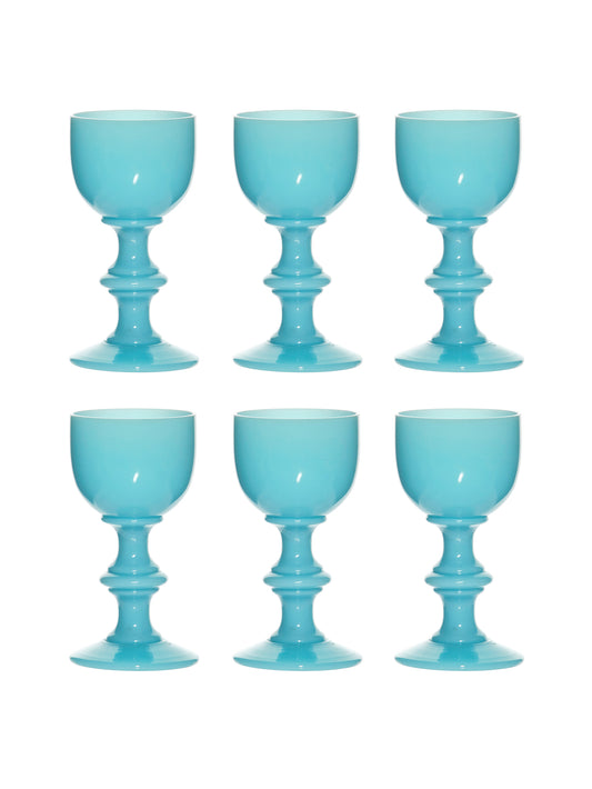 Vintage 1930s Vallerysthal Portieux Opaline Liqueur Glasses Set of Four Weston Table