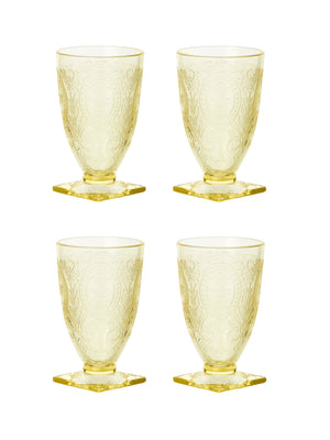  Vintage 1930s Yellow Horseshoe Footed Tumblers Weston Table 