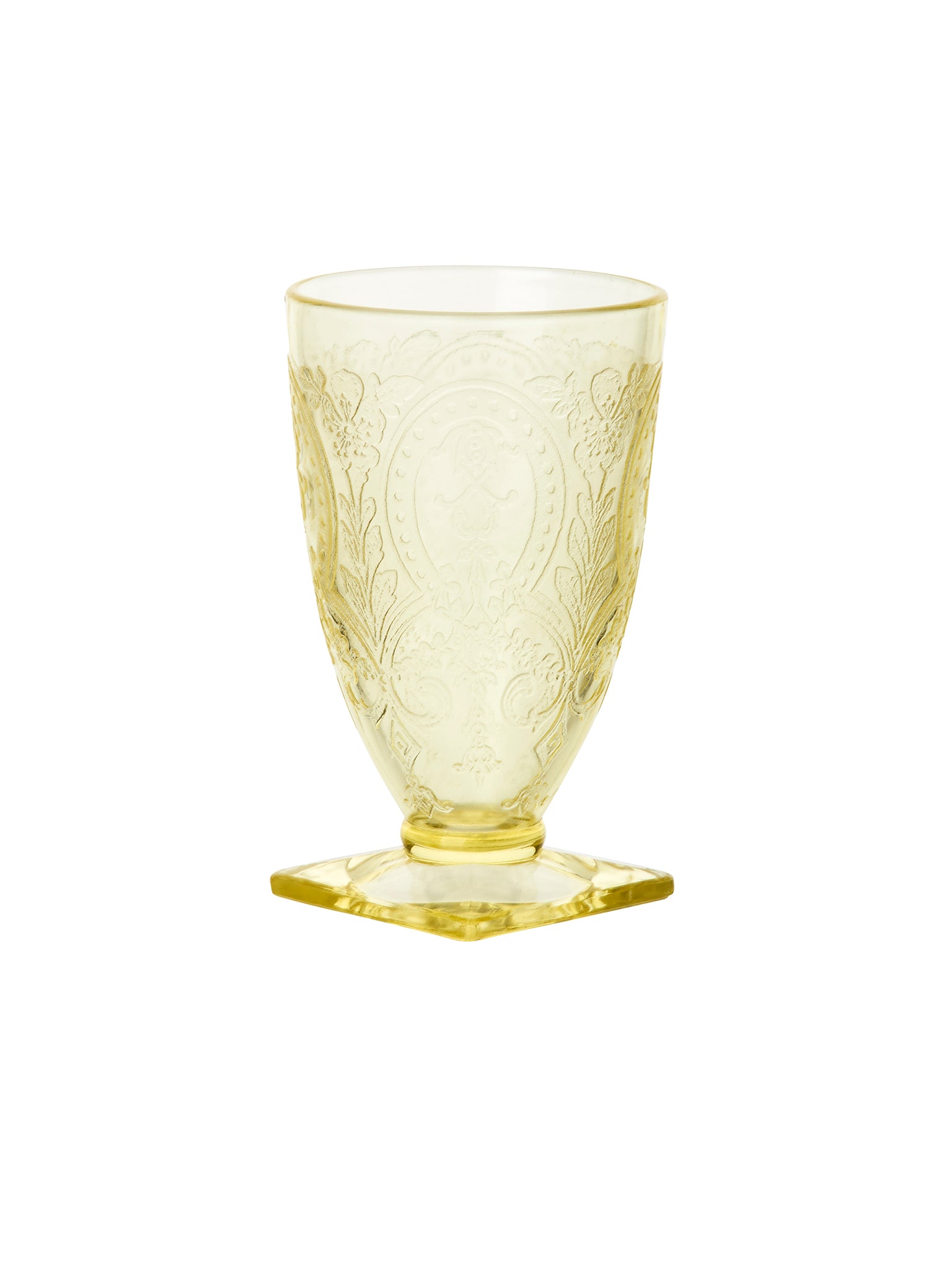 Vintage 1930s Yellow Horseshoe Footed Tumblers Weston Table