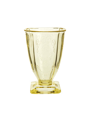  Vintage 1930s Yellow Square Foot Glass Set Weston Table 