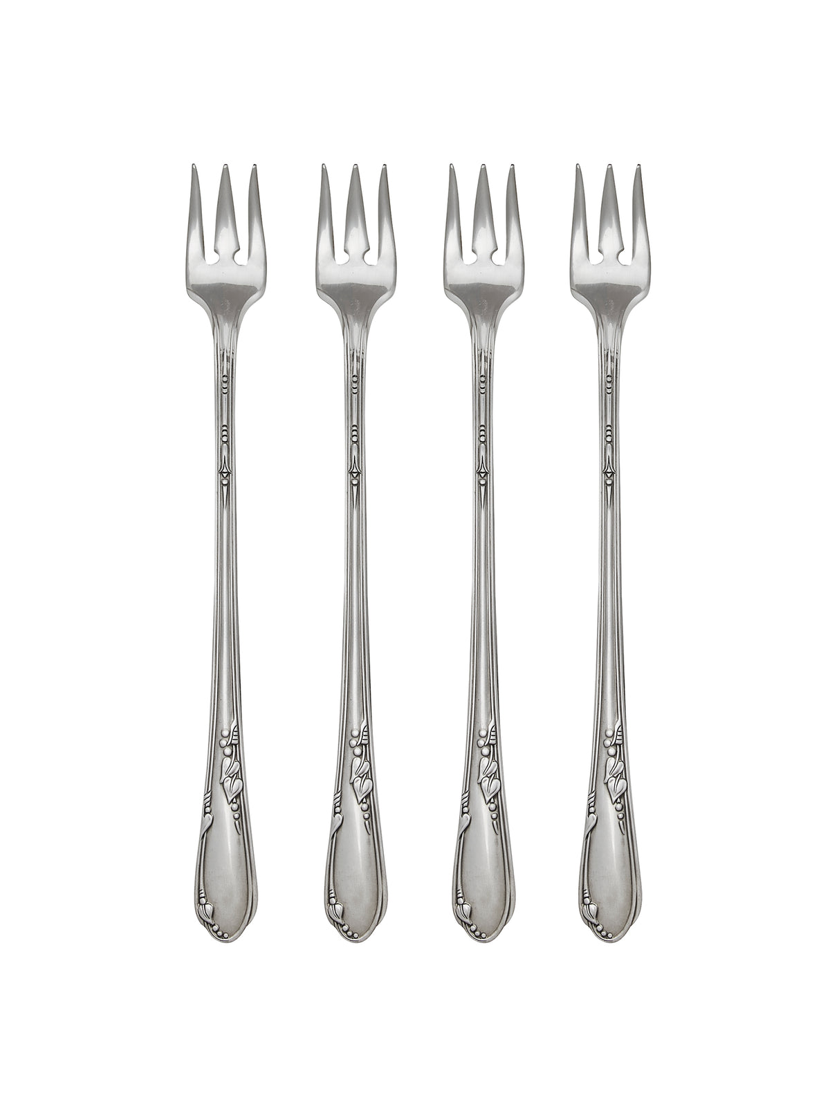 Vintage 1936 Meadowbrook Silver Plate Oyster Forks Set of Four Weston Table