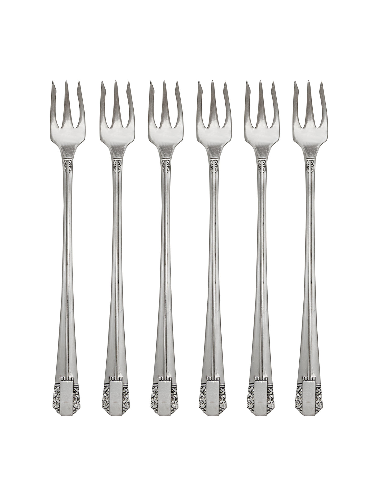 Vintage 1936 Park Lane Silver Plate Oyster Forks Set of Six Weston Table