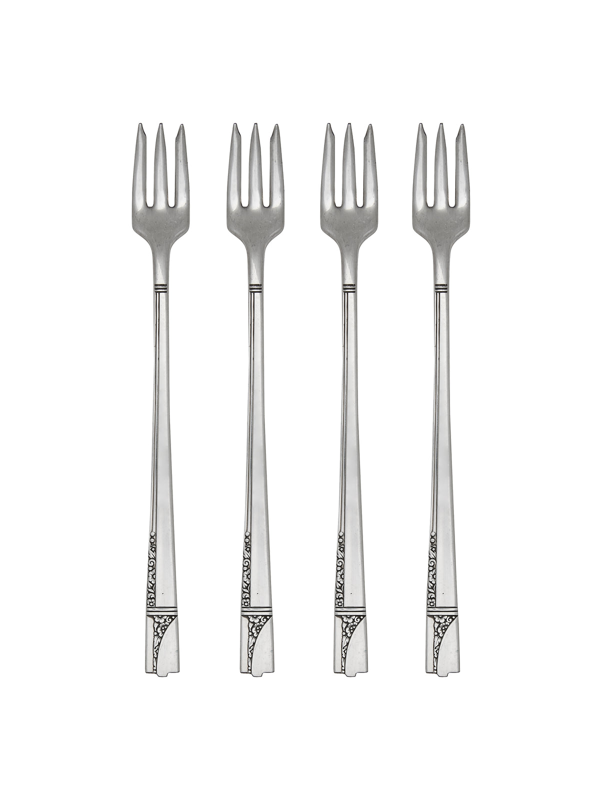 Vintage 1937 Nobility Plate Caprice Silver Plate Oyster Forks Set of Four Weston Table