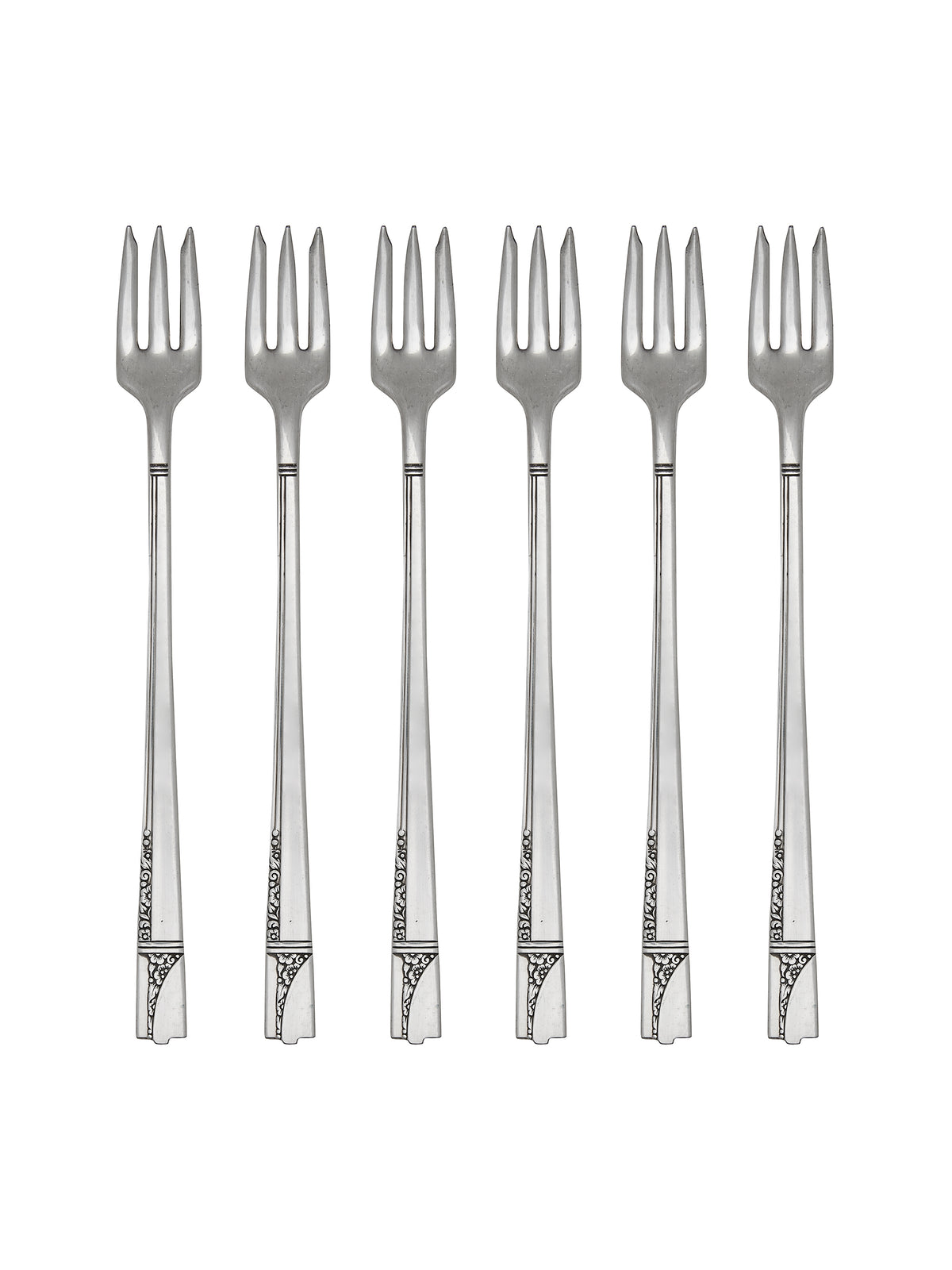 Vintage 1937 Nobility Plate Caprice Silver Plate Oyster Forks Set of Six Weston Table