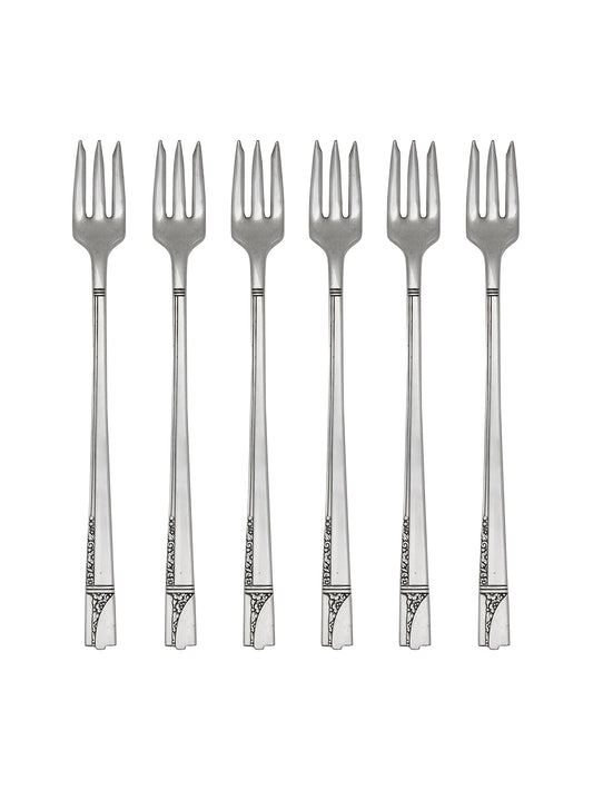 Vintage 1937 Nobility Plate Caprice Silver Plate Oyster Forks Set of Six Weston Table