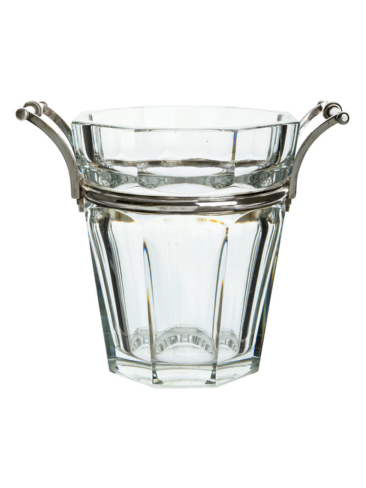 Vintage 1940s Baccarat Crystal Ice Bucket with Silver Plate Handles Weston Table