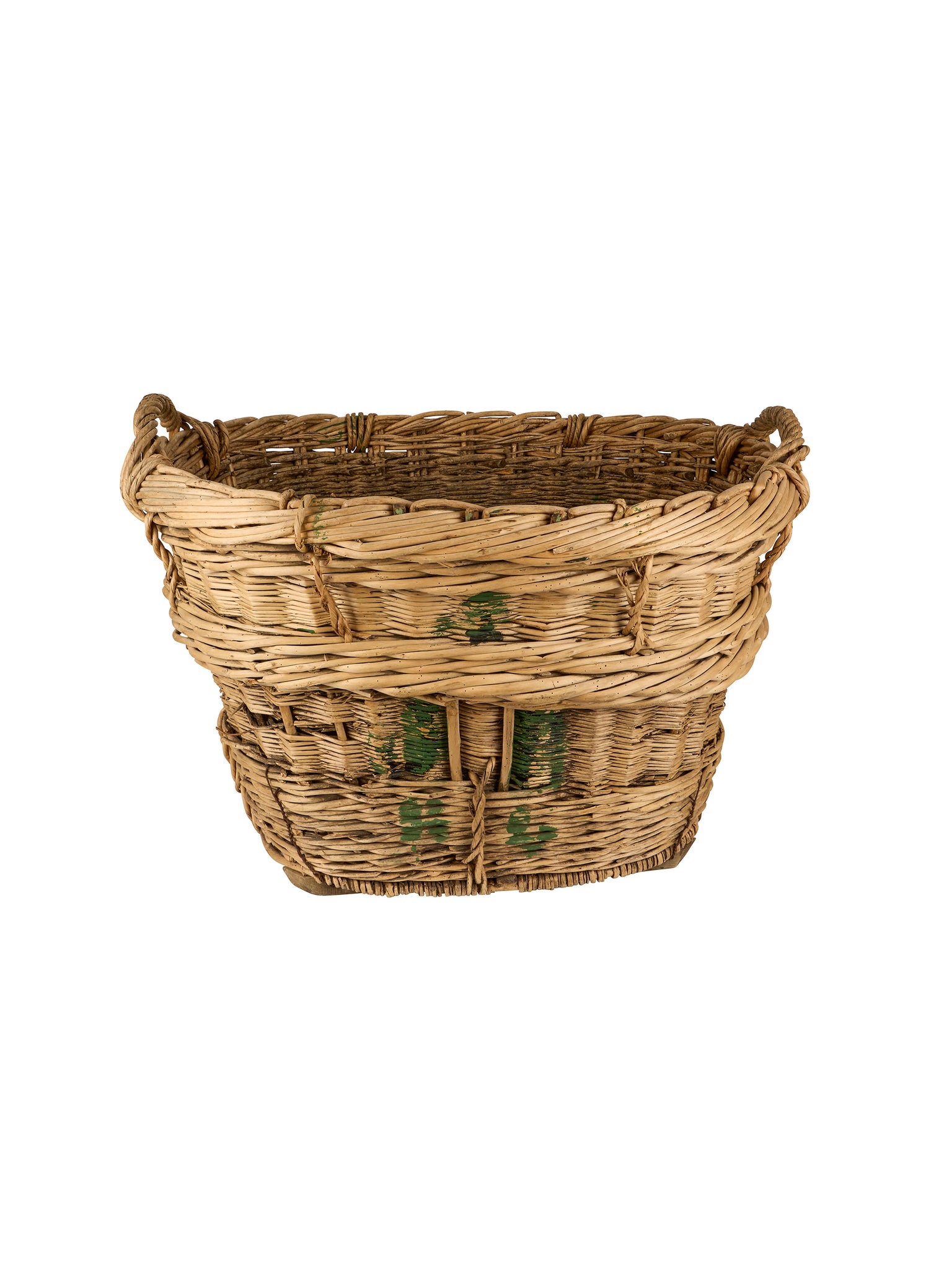 Vintage 1940s Blonde Wicker Champagne Grape Harvesting Basket Weston Table