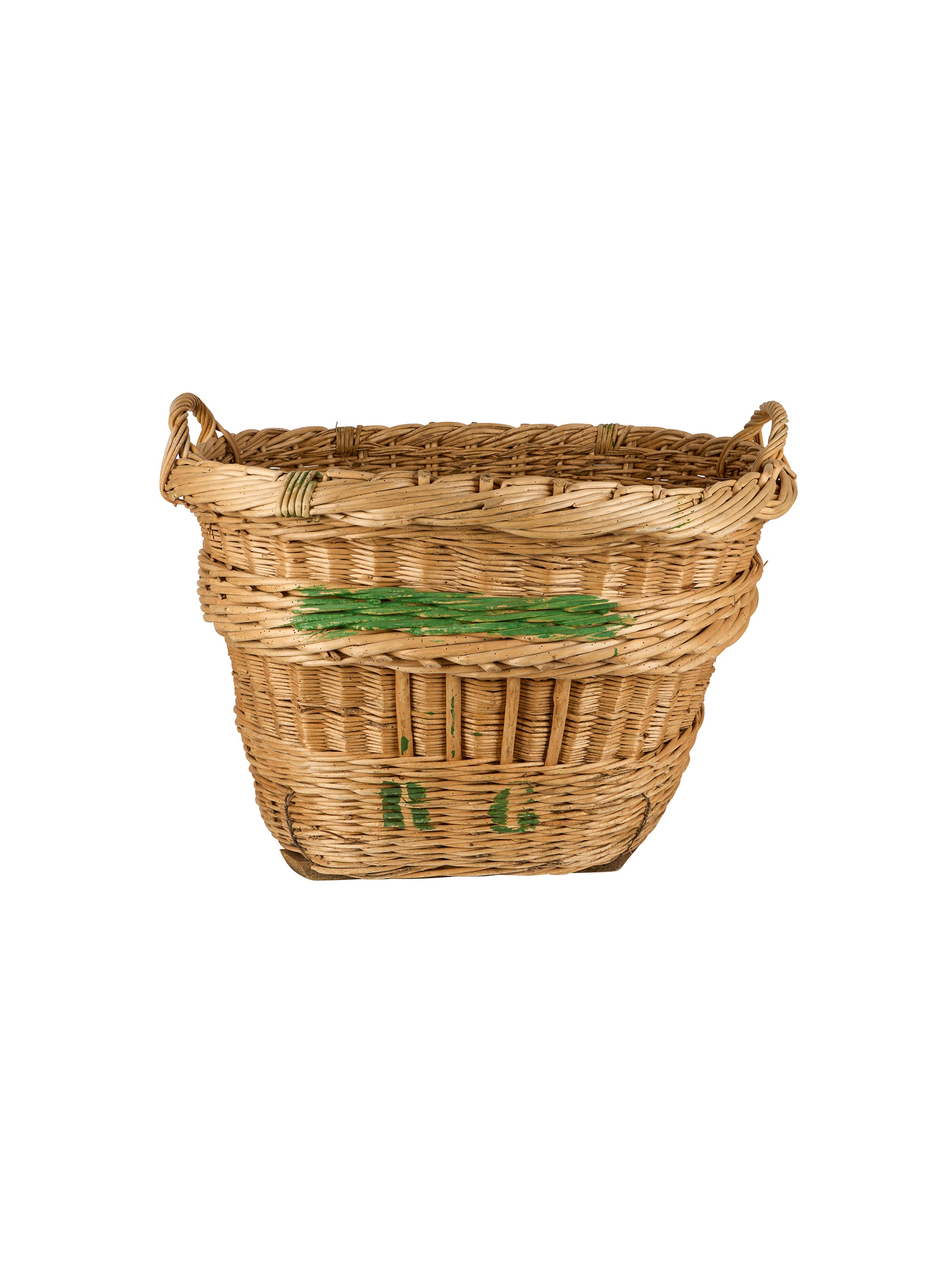 Vintage 1940s Blonde Wicker Champagne Grape Harvesting Basket Weston Table