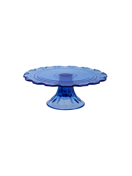 Vintage 1940s Blue Vine Pedestal Cake Stand Weston Table