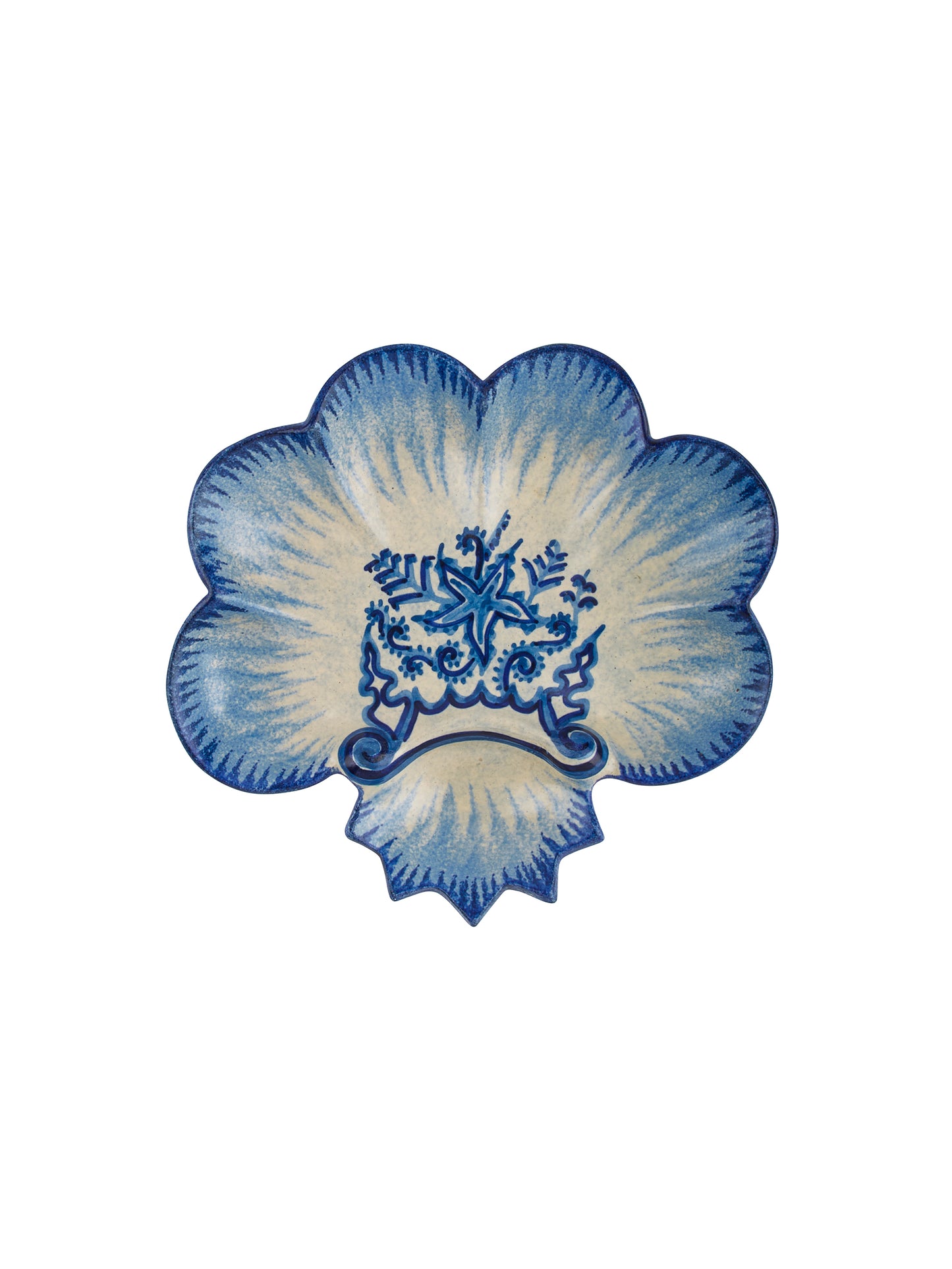 Vintage 1940s Blue and White Quimper Shell Oyster Plate Weston Table