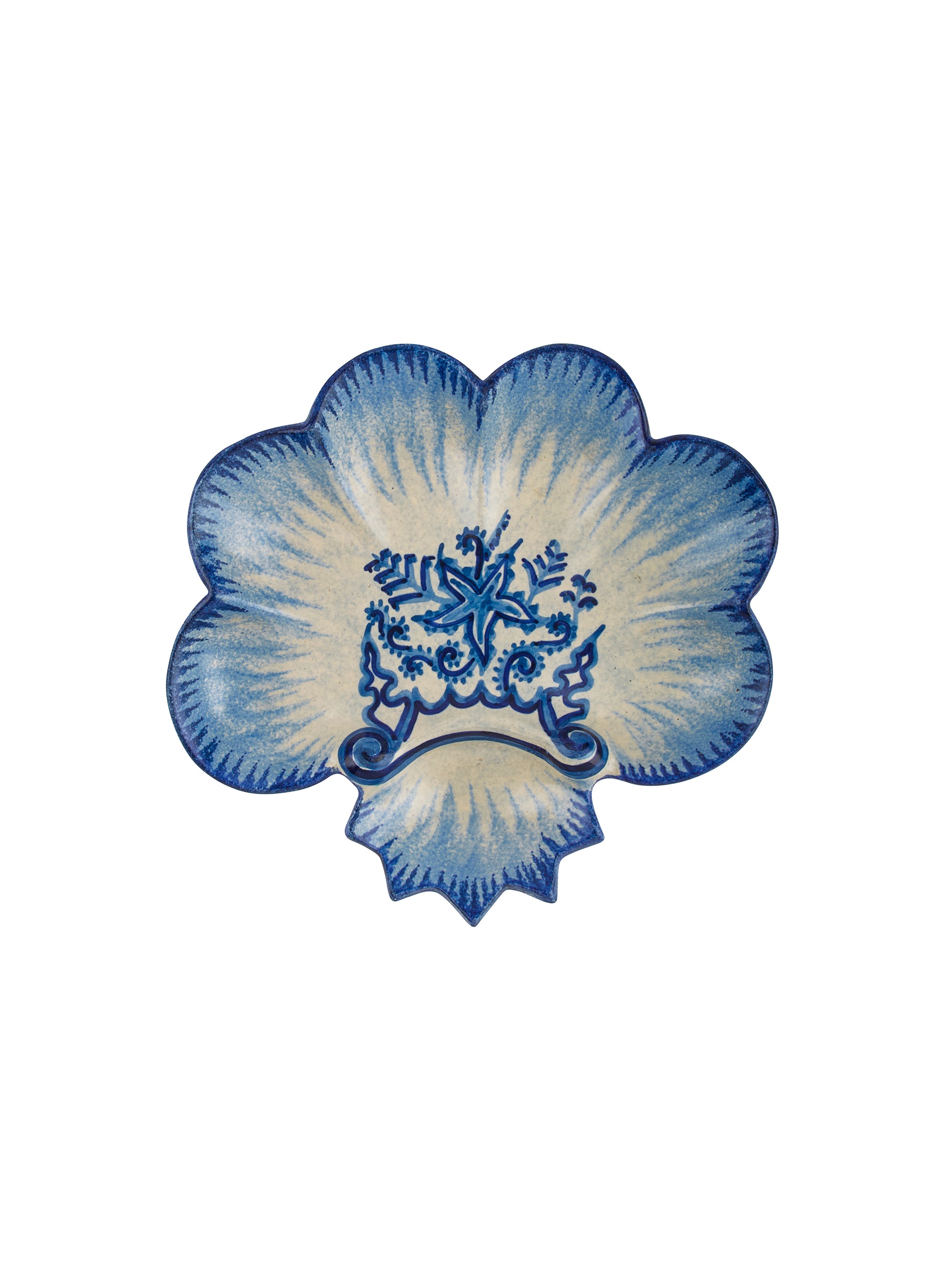 Vintage 1940s Blue and White Quimper Shell Oyster Plate Weston Table