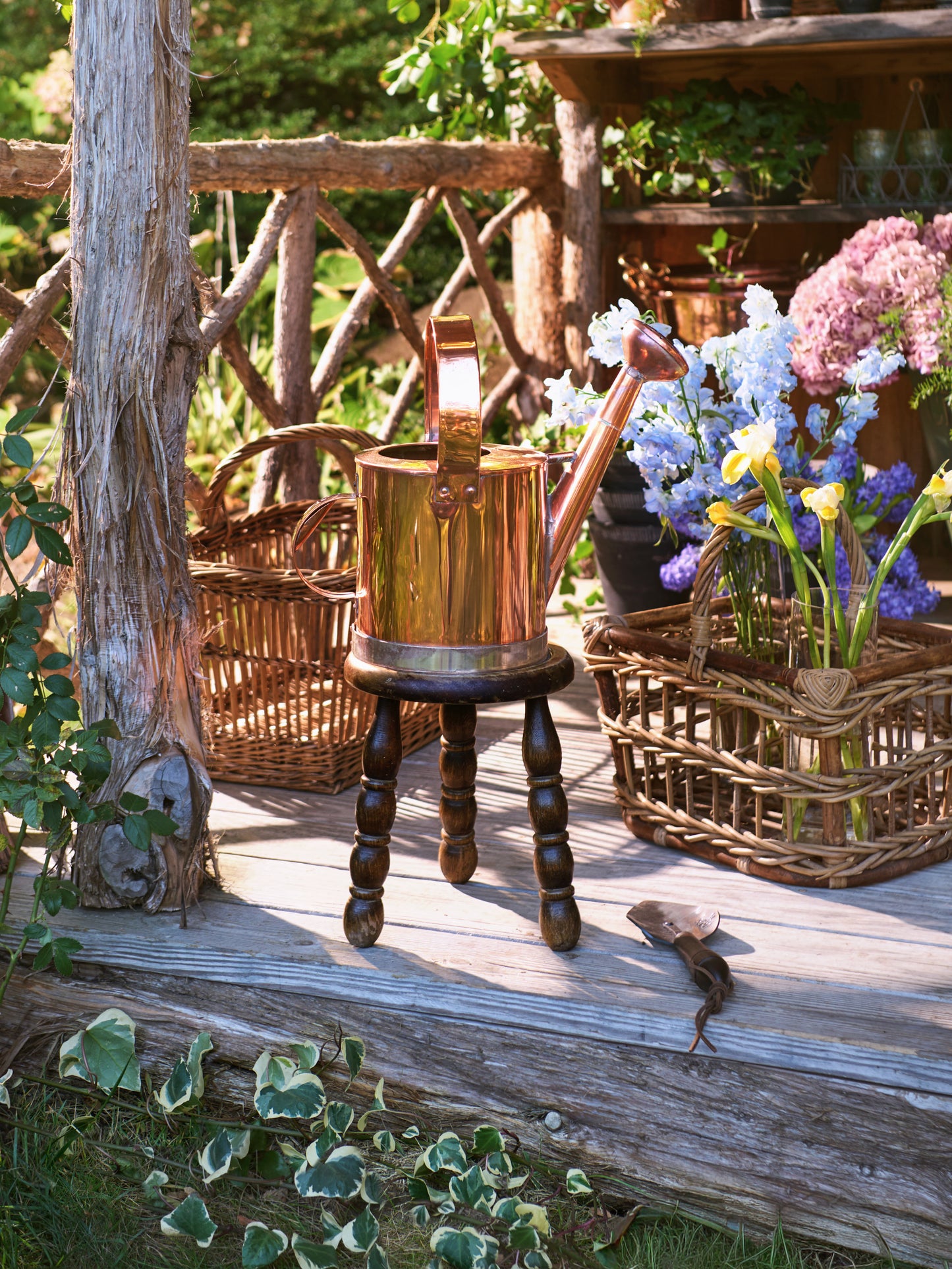 Vintage 1940s Bobbin Legged Milking Stool Five Weston Table