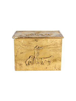  Vintage 1940s Brass Hunting Scene Coal Box Weston Table 