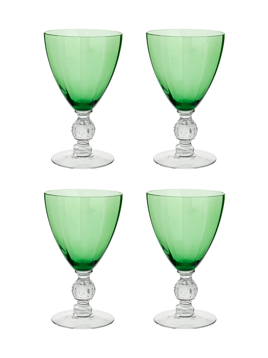 Vintage 1940s Cambridge Aurora Green Goblets Set of Four Weston Table 