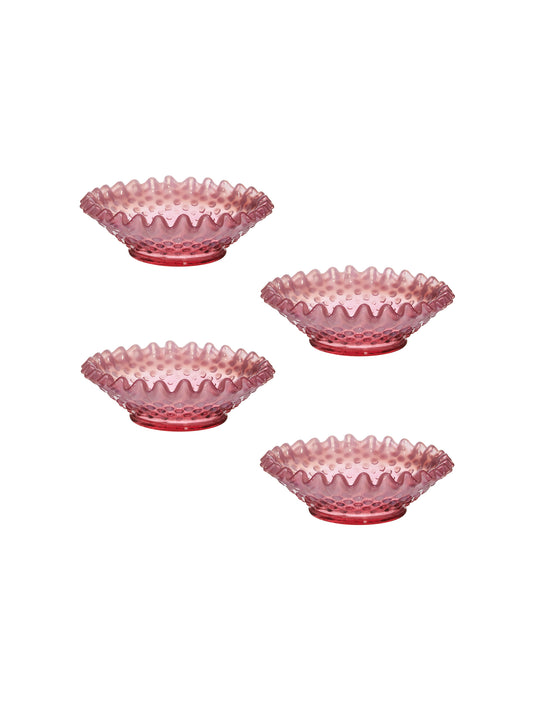 Vintage 1940s Cranberry Dessert Bowls Set of Four Weston Table