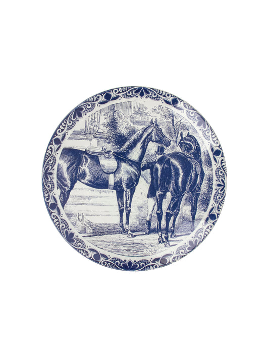 Vintage 1940s Delft Thoroughbred Horse Serving Plate Weston Table