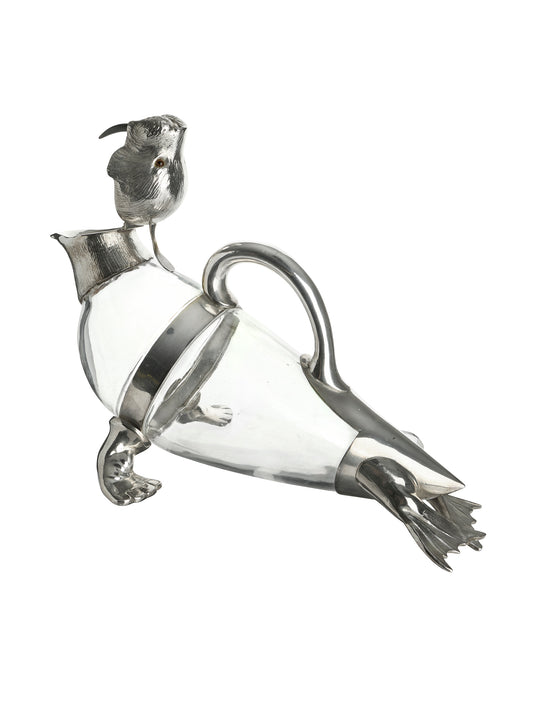 Vintage 1940s English Glass and Silver Plate Walrus Decanter Weston Table