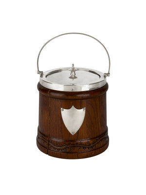  Vintage 1940s English Oak Botanical Carved Biscuit Barrel Weston Table 