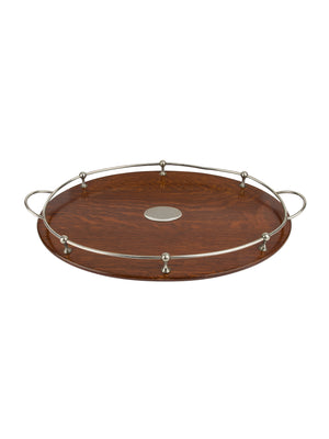  Vintage 1940s English Oak and Silver Plate Serving Tray Weston Table 